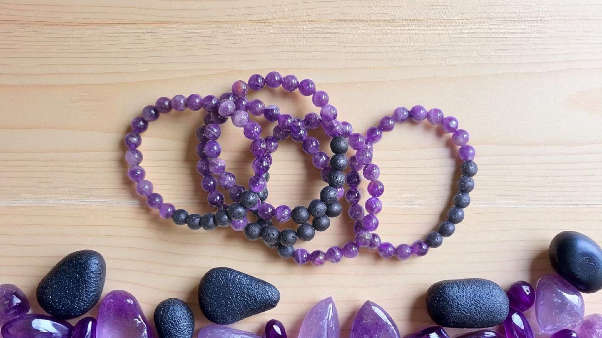 Amethyst Crystal Lava Diffuser Bracelet - Image 2