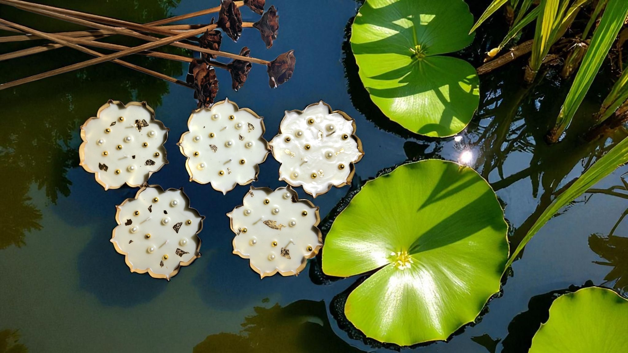 4-Inch Lotus Urli Candle - Image 2